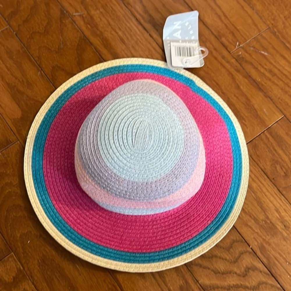 NWT Kids bright pink blue wide brim sun hat 12-24 months - Picture 1 of 2